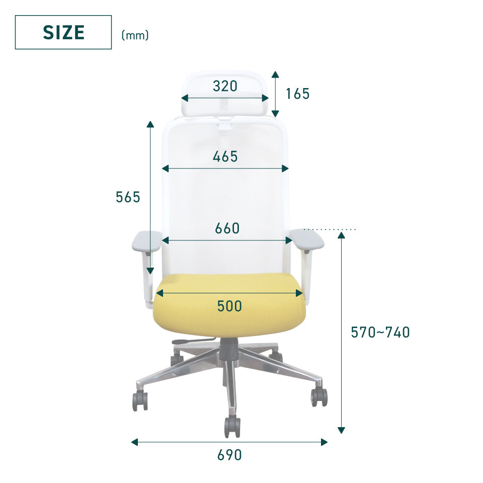 シースルーチェア （肘付き・ヘッドレスト ハンガー付き）アルミベース