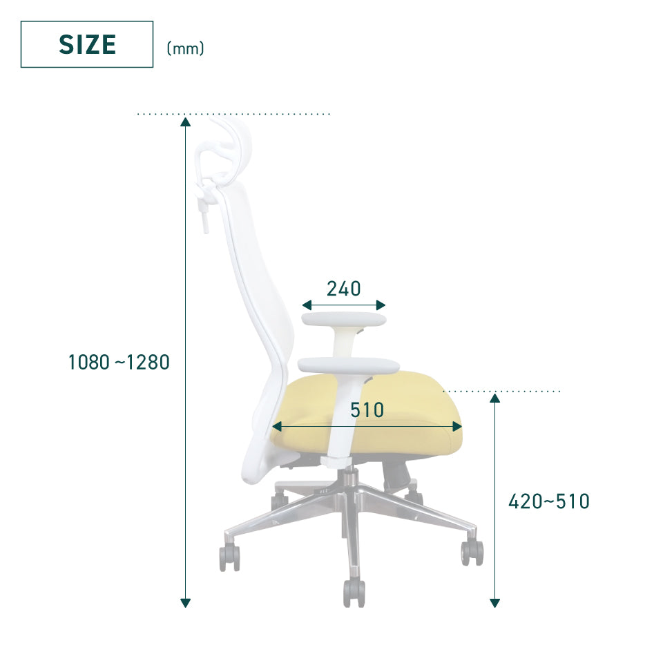 シースルーチェア （肘付き・ヘッドレスト ハンガー付き）アルミベース
