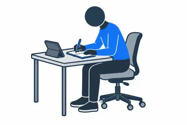 手元集中ライティング型の姿勢を示すイラスト